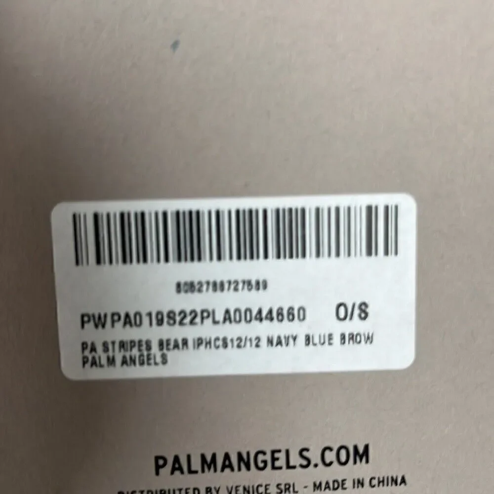 NWT - PALM ANGELS STRIPED BEAR PRINTED IPHONE 12 CASE